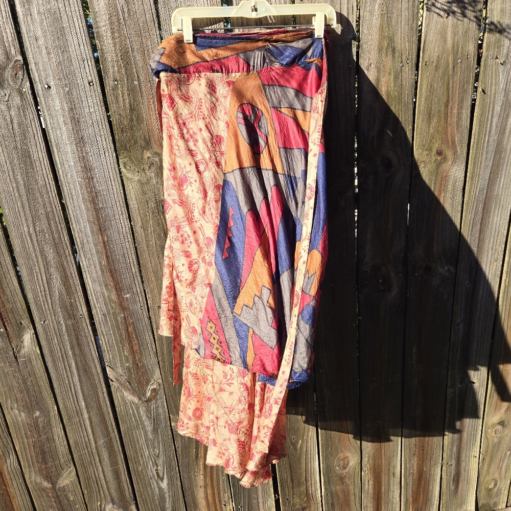 Jinkeys Boho Vintage Silk Wrap maxi skirt XL